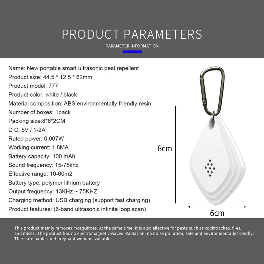 

Ultrasonic Control Pest Reject Mosquito Repellent Outdoor Travel Insect Repeller Cockroach Mouse Pest Killer Repeller