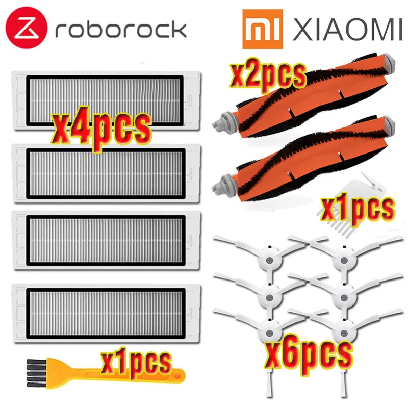 14pcs-lot Xiaomi Roborock Robot S50 S5 Vacuum Cleaner Spare Parts Kits Mop Cloths Mopping filter Side Brush Roll Brush Water Tank replace - Цвет: 14pcs-lot