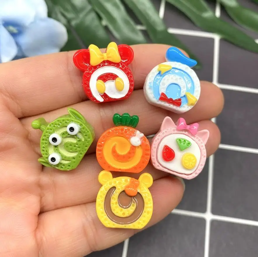 

Kawaii Resin cartoon Cake Flat Back Cabochons Scrapbooking DIY Jewelry Crafts Making DollHouse Decoration Accessories