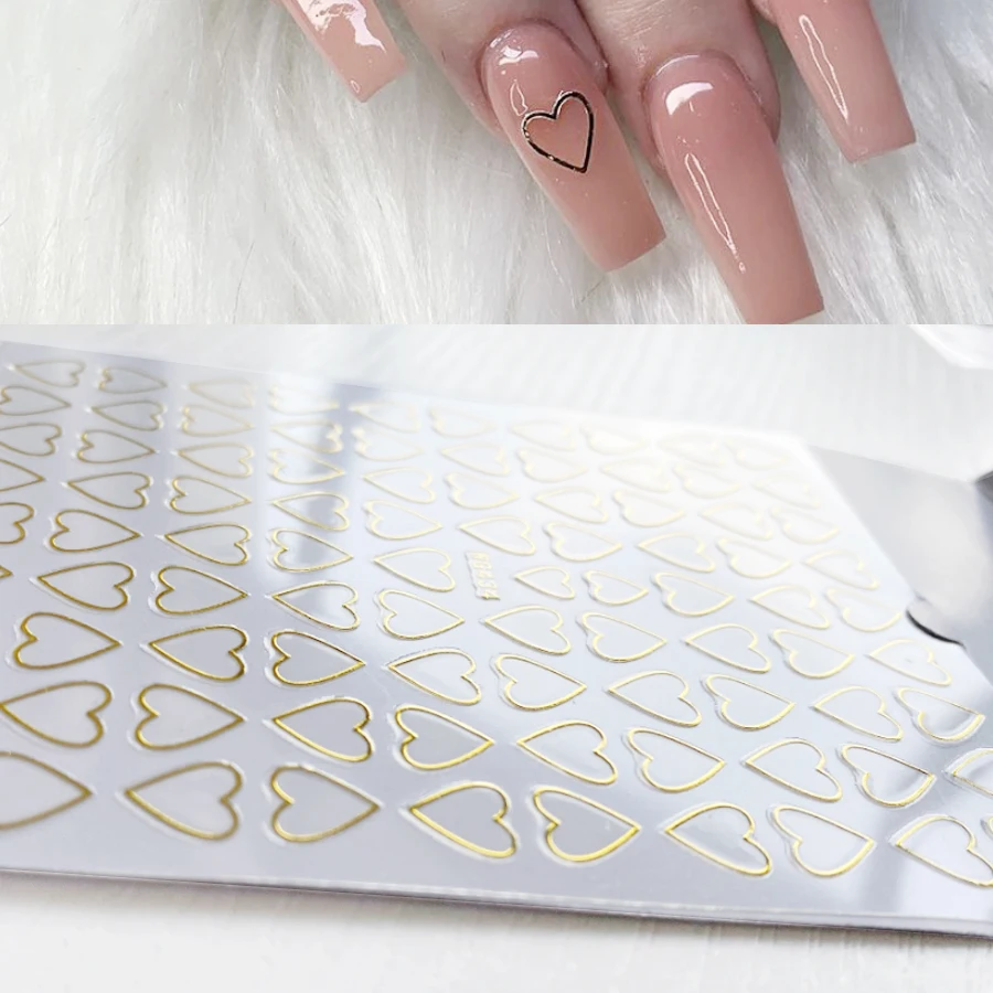 1 шт. цвета: золотистый любящее сердце 3D наклейки на ногти переводные