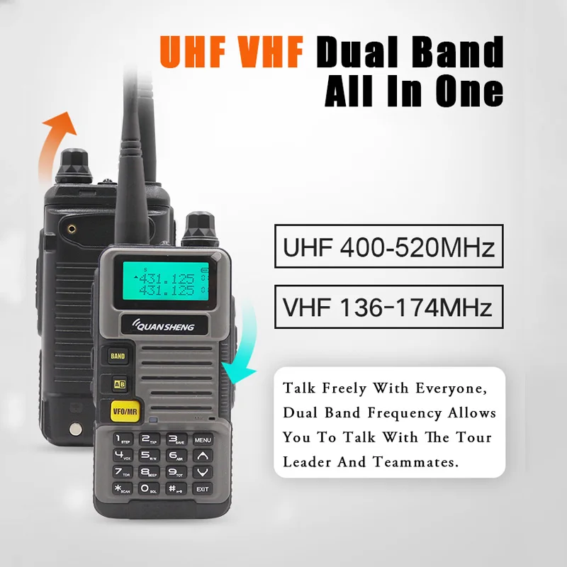 Ham Radio for Hunting UV-R50-2 Quansheng 5W Dual Band VHF UHF 136-174Mhz/400-520Mhz Walkie Talkie enlarge