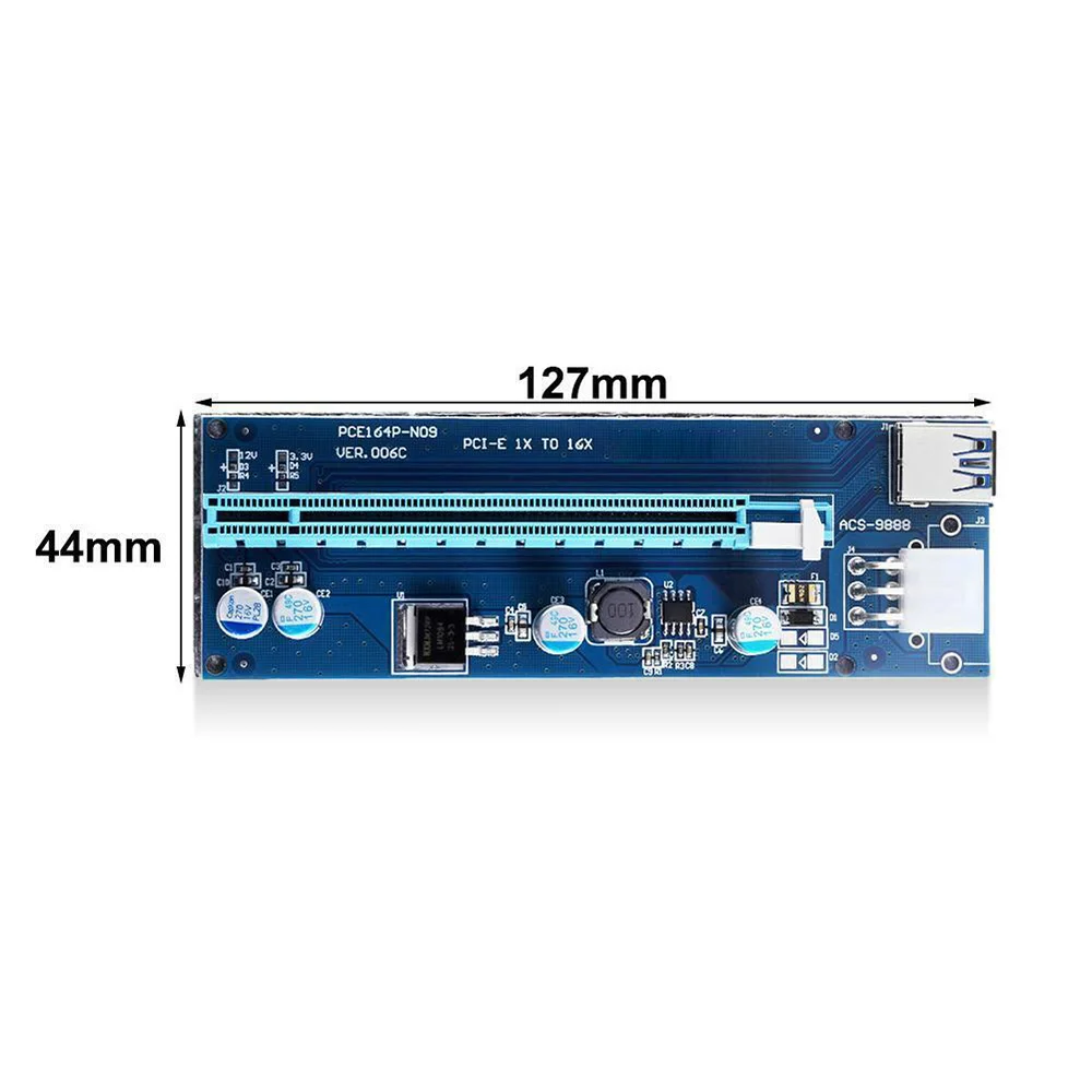 

VER006C PCI-E Riser Card PCI Express PCIE 1X to 16X Extender Adapter USB 3.0 Cable SATA 15Pin to 6Pin Power for Mining Miner