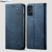 For OPPO A52 Wallet Case Magnetic Book Folio Flip Cover For OPPO A72 A92 Denim Leather Phone Bags Kickstand Card Holder