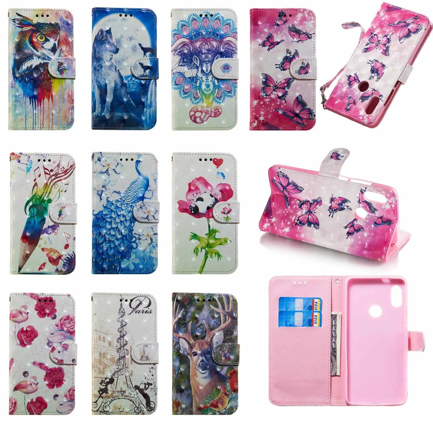 Чехол для телефона из искусственной кожи с 3D-паттерном панды для Xiaomi F1 A2 LITE 6 PRO Redmi NOTE 5 plus S2.