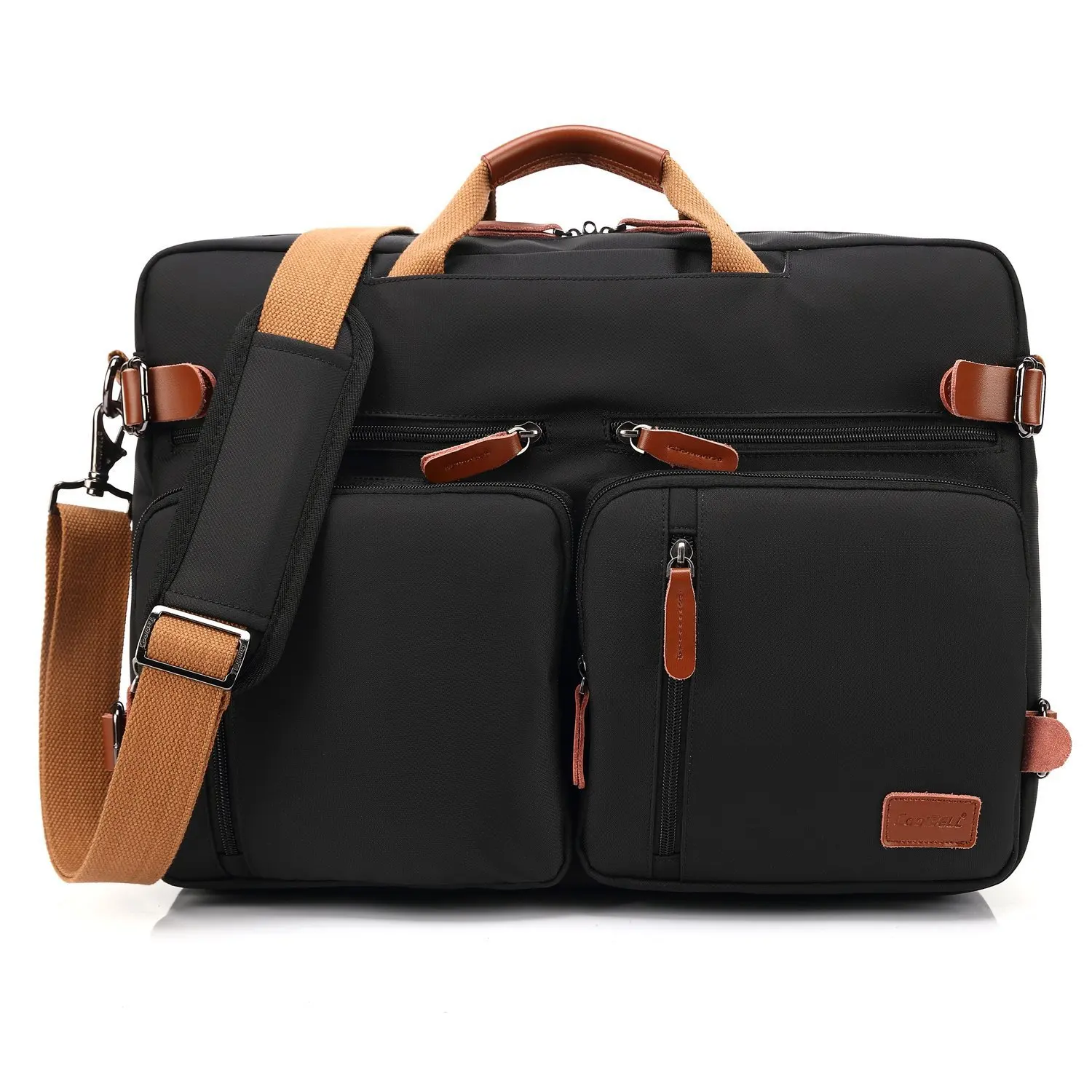 

15 Inches Canvas Laptop Bag Briefcase Satchel School Work Bag Multi-pocket Messenger Bag Casual Backpack for Men