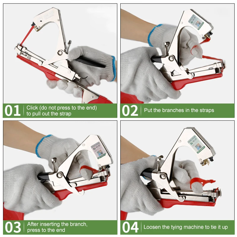 

Garden Plant Tying Machine Branch Fixed Device with 3 Rolls of Strap&1 Box of Nails Vines-binding Tool for Horticulture