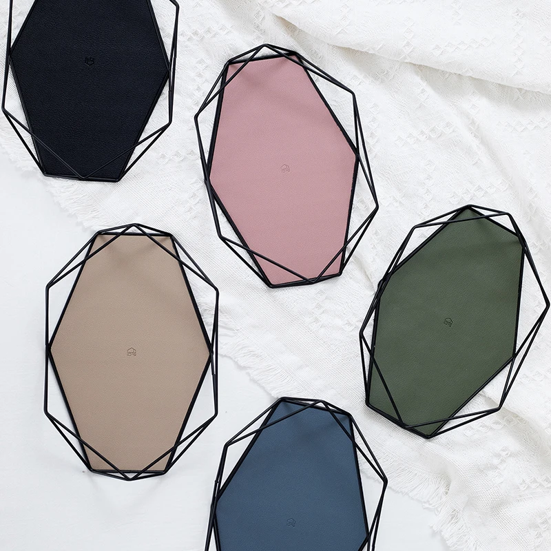 Поднос для кофе SWEETGO подносы хранения стола макияжа черный поднос духов с кожаным