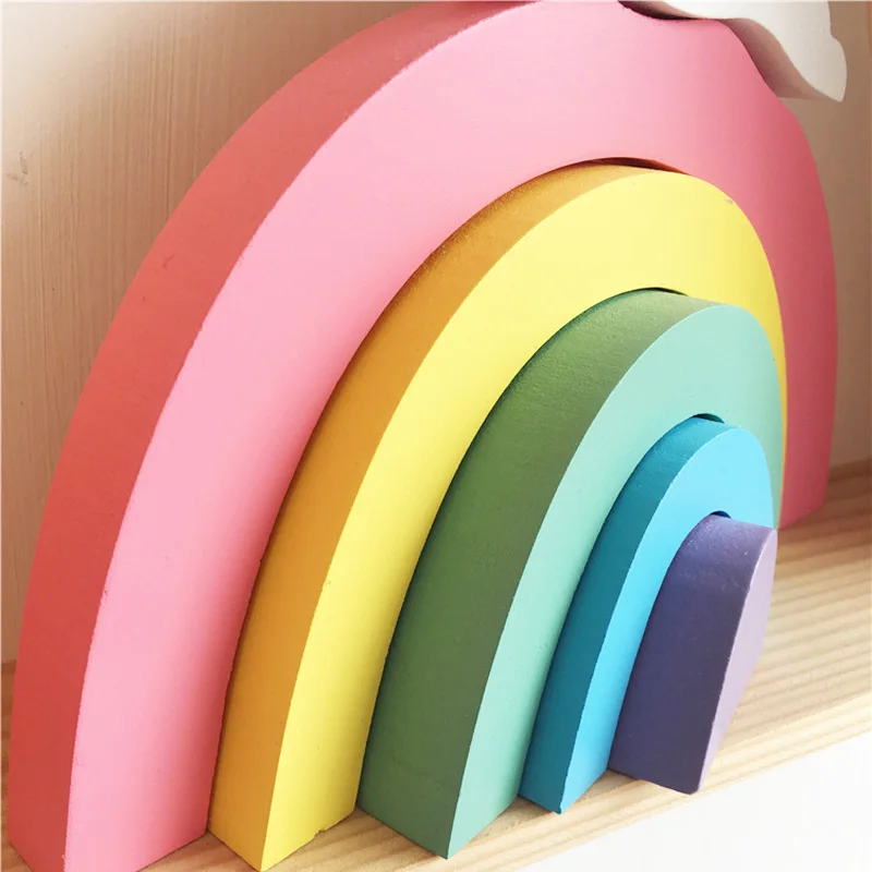 1 комплект ручной работы деревянные радужные детские игрушки блоки украшения