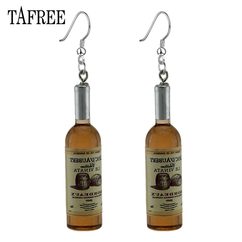 TAFREE DIY Имитация бутылки вина Висячие серьги для женщин холодный красный, желтый, синий Вино Висячие серьги ювелирных изделий