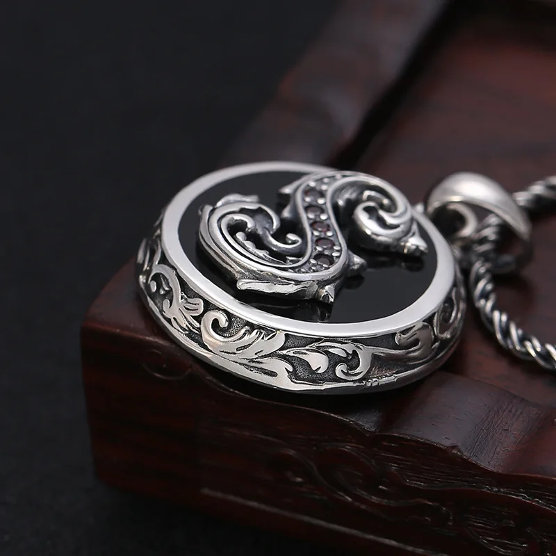 Real 100% 925 Sterling Silver Inlaid Natural Stone Necklace Pendant Fashion Jewelry making 2019 Men Women Thai silver | Украшения и