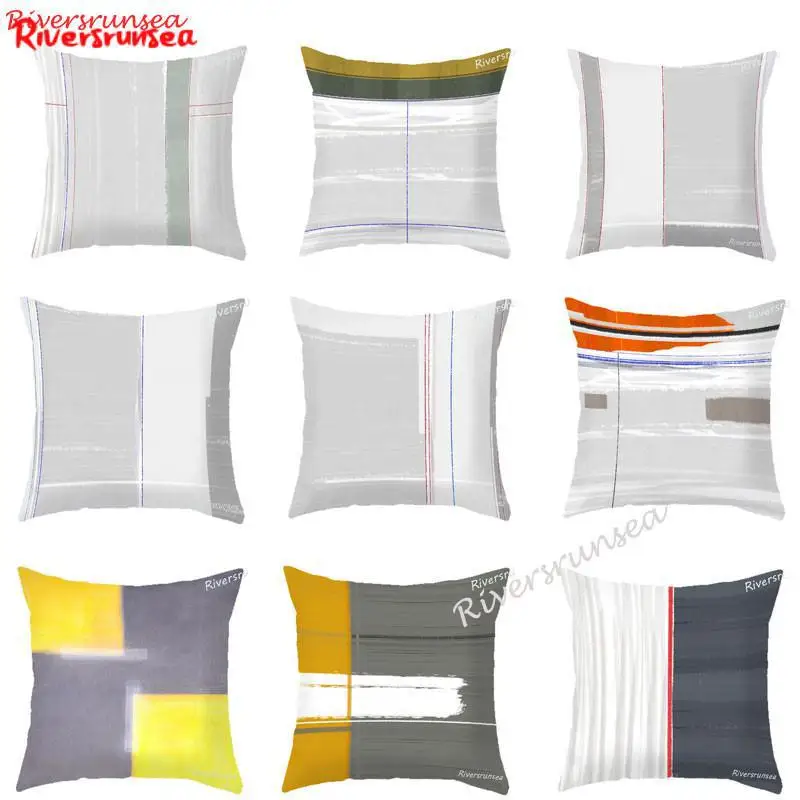 Простые Ins желтые и серые геометрические подушки в современном стиле креативные