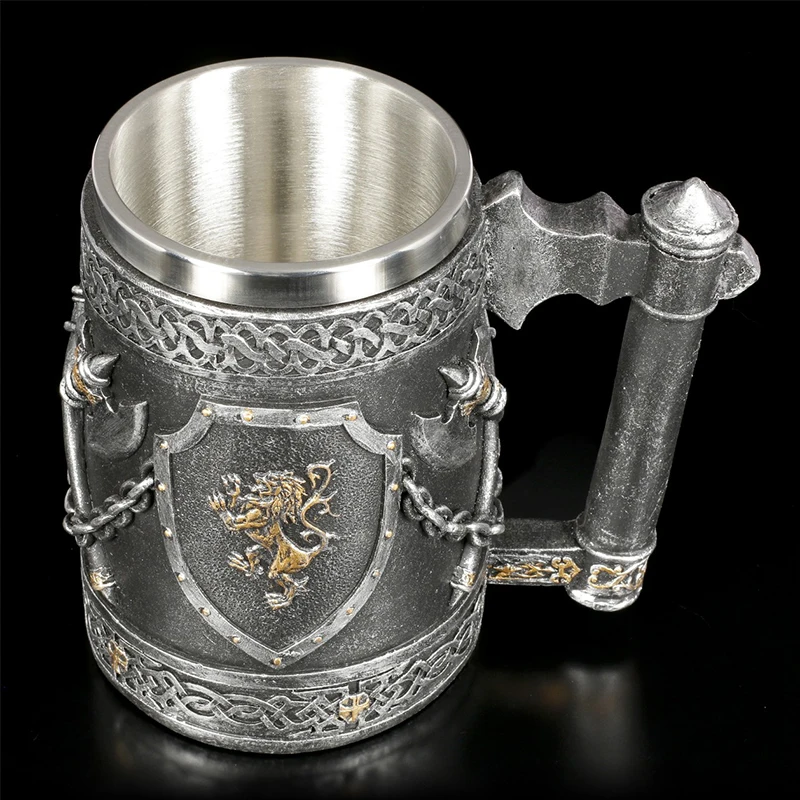 Креативная пивная кружка кружка-топор с Львом 3d кружки из смолы и нержавеющей