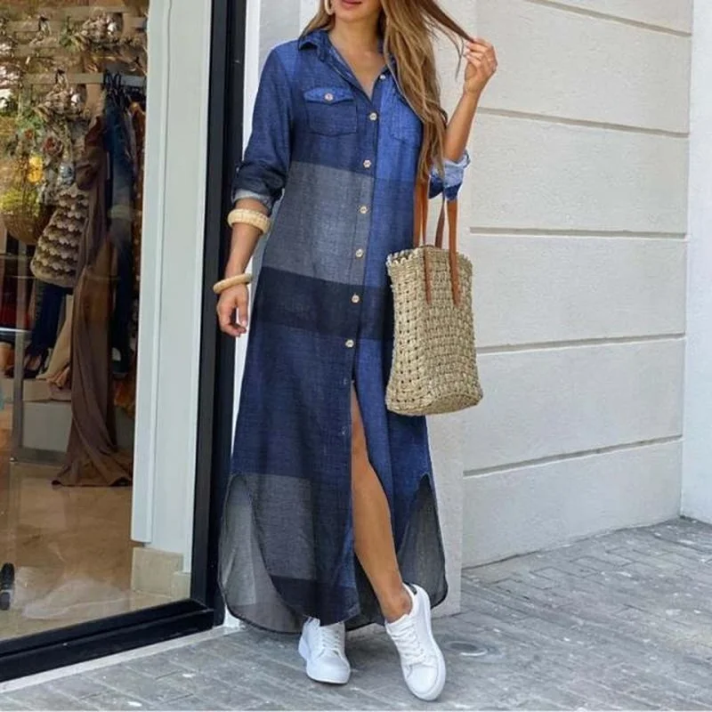

Amazon Express 2020 autumn/winter new eBay fashion long-sleeved shirt dress long dress dresses for women white dress women