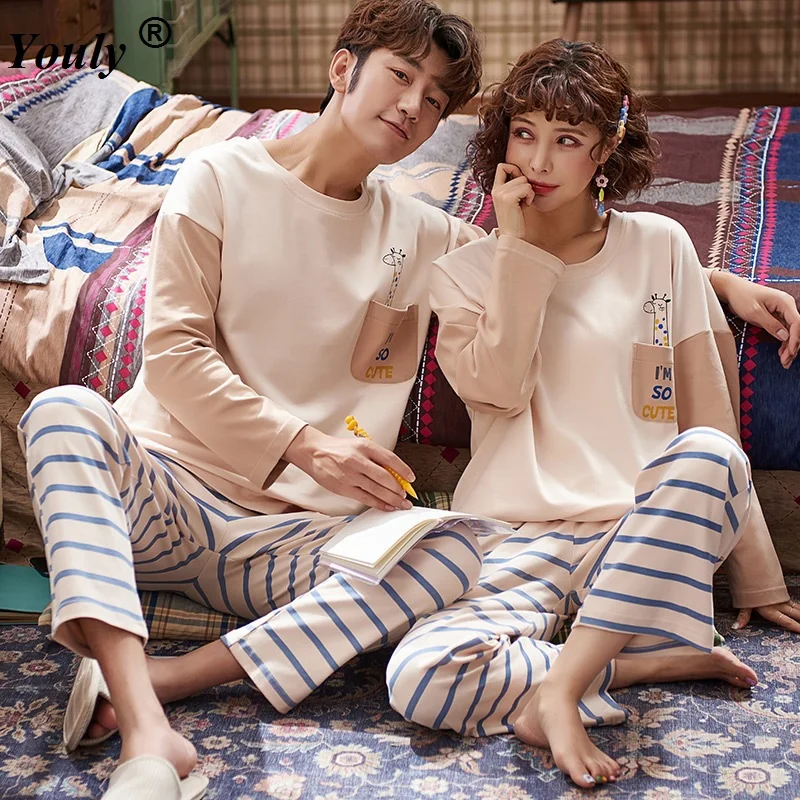 Pajama Suit Cotton Pajamas Sets Couple Sleepwear Family Pijama Lover Night Suit Men and Women Casual Loose Home Outwear Sets