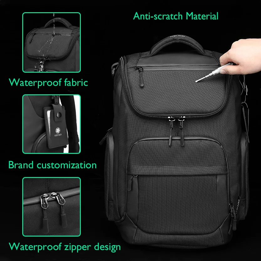 ozuko brand new multifunction backpacks men 15 6 laptop business backpack school bags waterproof large capacity travel backpack free global shipping