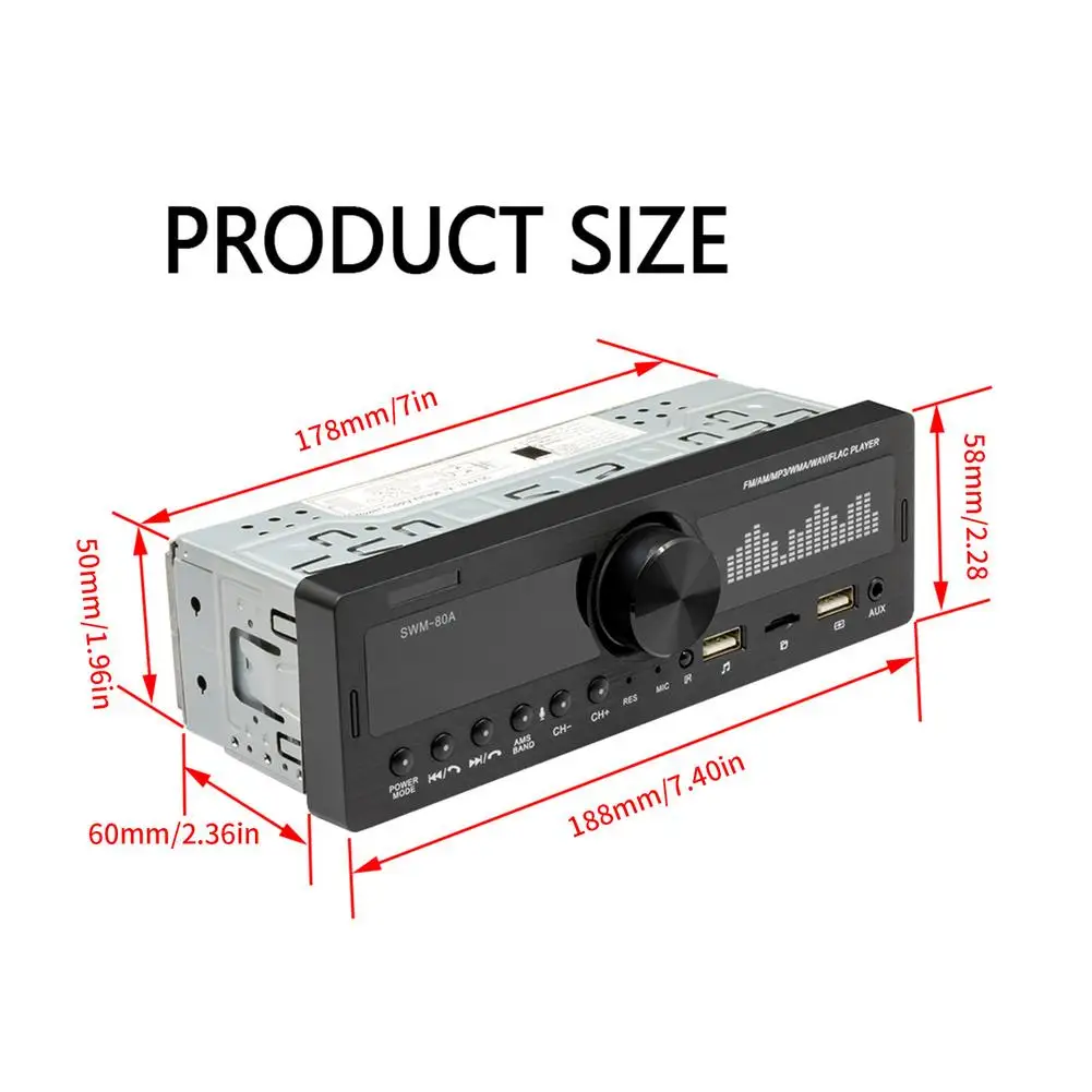 Автомобильная Мультимедийная система 1 DIN 12 В с Bluetooth FM AM пультом дистанционного