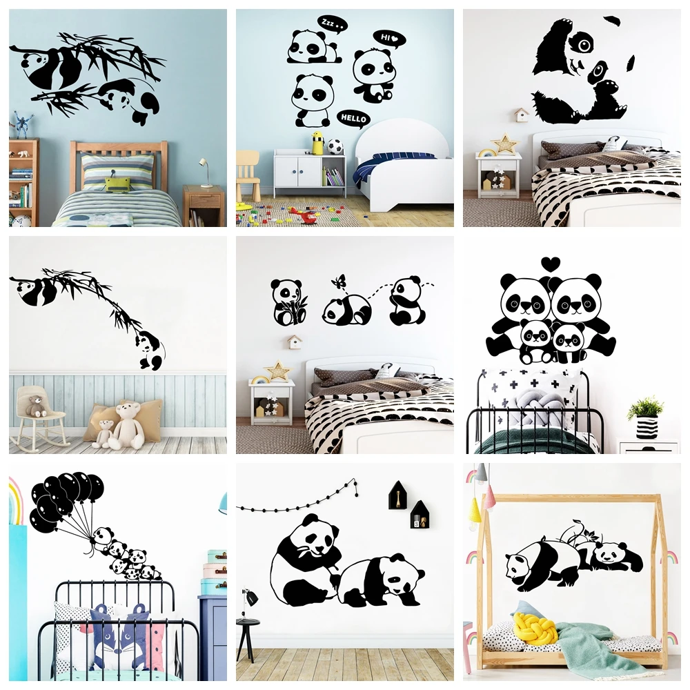 

Decor Drop Shipping Cartoon Panda Family Wall Stickers Mural Art Home Decor for Kids Rooms Decoration Decal Creative Stickers