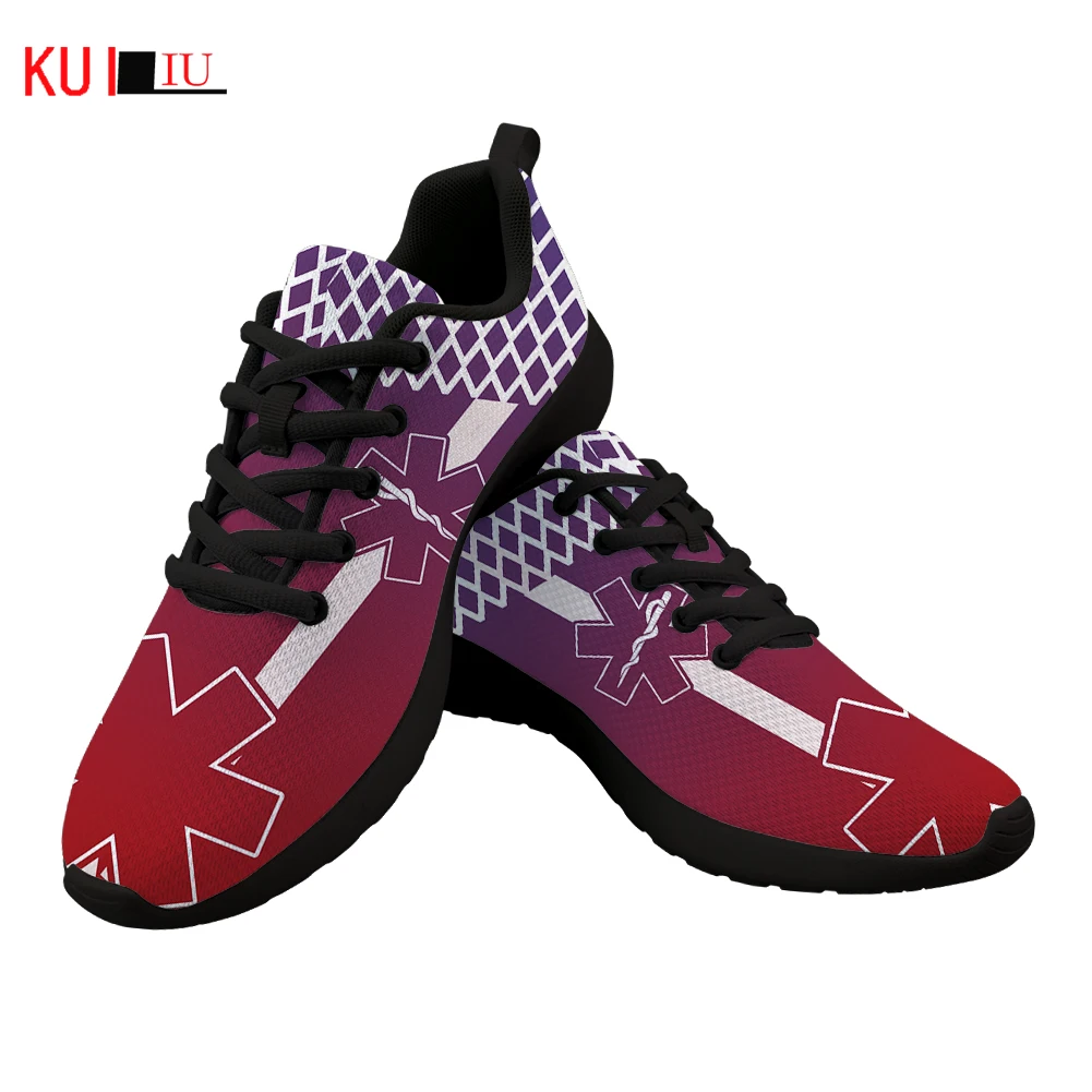 

KUILIU Fashion Gradient Woman Flats Sneakers Classical Paramedic EMT Air Mesh Breathable Female Shoes Ladies Footwear Dropship