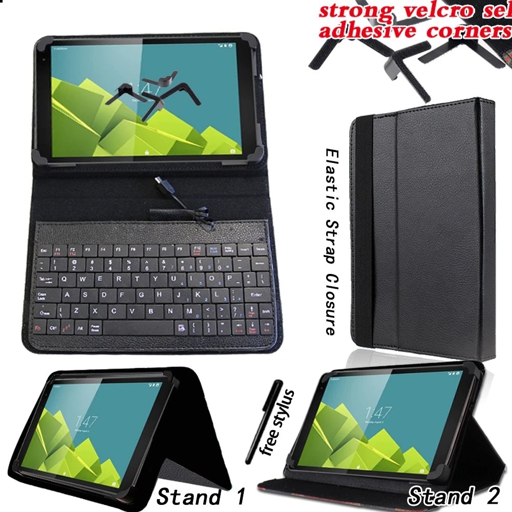 Чехол книжка для планшета Vodafone Smart Tab/Tab Prime + Проводная клавиатура ручка|Чехлы