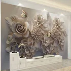 3D-обои на заказ, рельефные фотообои в европейском стиле, трехмерные, с изображением цветов, бабочек, дивана, гостиной