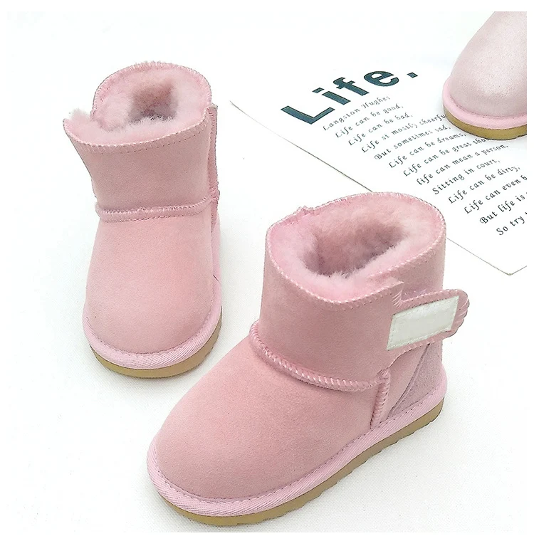 Baby Girls Snow Boots Winter Australia Warm Sheep Skin Leather Fur Baby Botas Waterproof Infant Boot Boys Bootie Shoes Non-slip