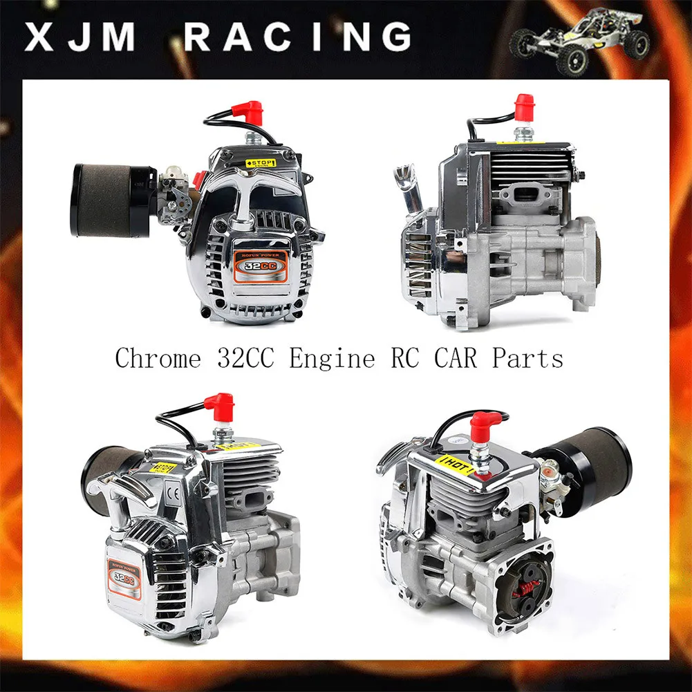 

Chrome 32CC 2-Stroke 4 Bolt Engine with Ait Filter for 1/5 Hpi Rovan Km Mcd Gtb FG Ddt Fid Racing Baja Losi Rcmk Goped Redcat