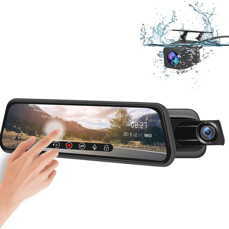 IPS 10 дюймов Dash Cam зеркало заднего вида быстрая камера с FHD 2K + 1080P Двойной объектив