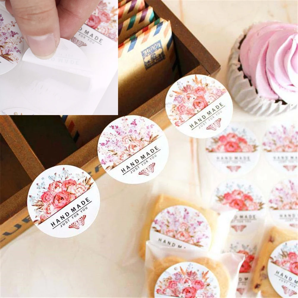 

54pcs/lot(6 Sheets) Round Flowers Butterfly Hand Made Flower Sticker Gift Baking Bag Sealing Packing Sticker DIY