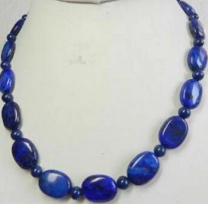 

Бесплатная доставка натуральный Овальный лазурит тигровый глаз 13x18 мм темный ожерелье из синего бисера 18''
