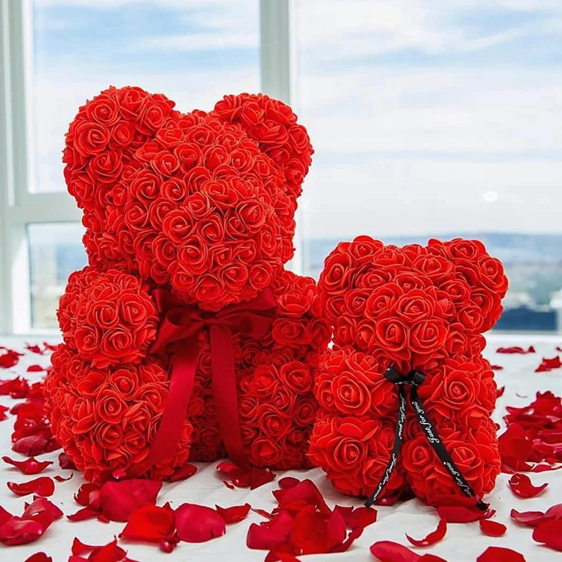 

Hot 25cm/40cm Teddy Rose Bear Artificial Flower Rose of Bear Christmas Decoration for Home Valentines Women Gifts