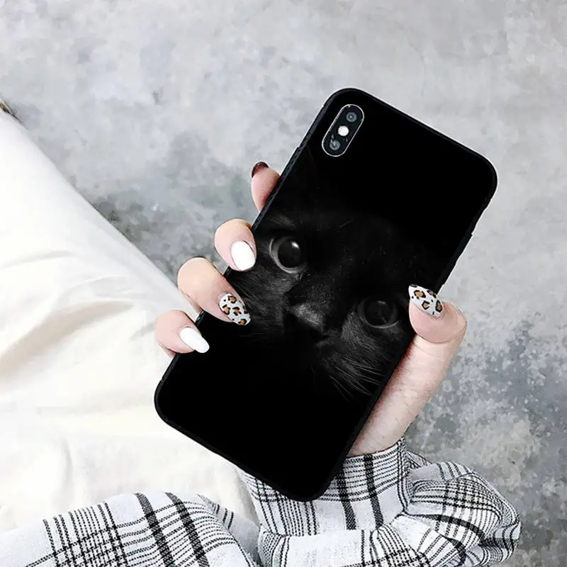 Милый черный чехол TOPLBPCS с котом для телефона iPhone 11 12 13 mini pro XS MAX 8 7 6 6S Plus X 5S SE 2020 XR |