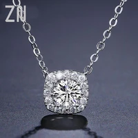 zn fashion shiny aaa crystal zircon square pendant necklaces charm o shape chain women gift female top quality trendy jewelry