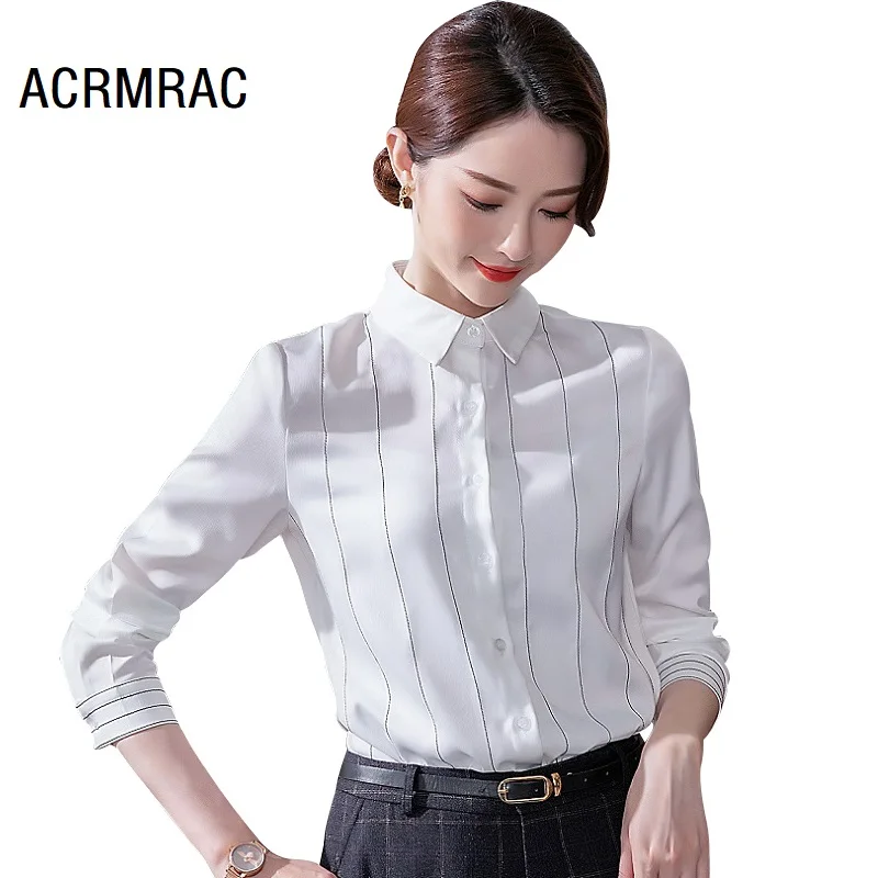Women shirt Slim spring autumn Long sleeve Turn-down Collar OL Formal Business Blouses & Shirts Woman 319