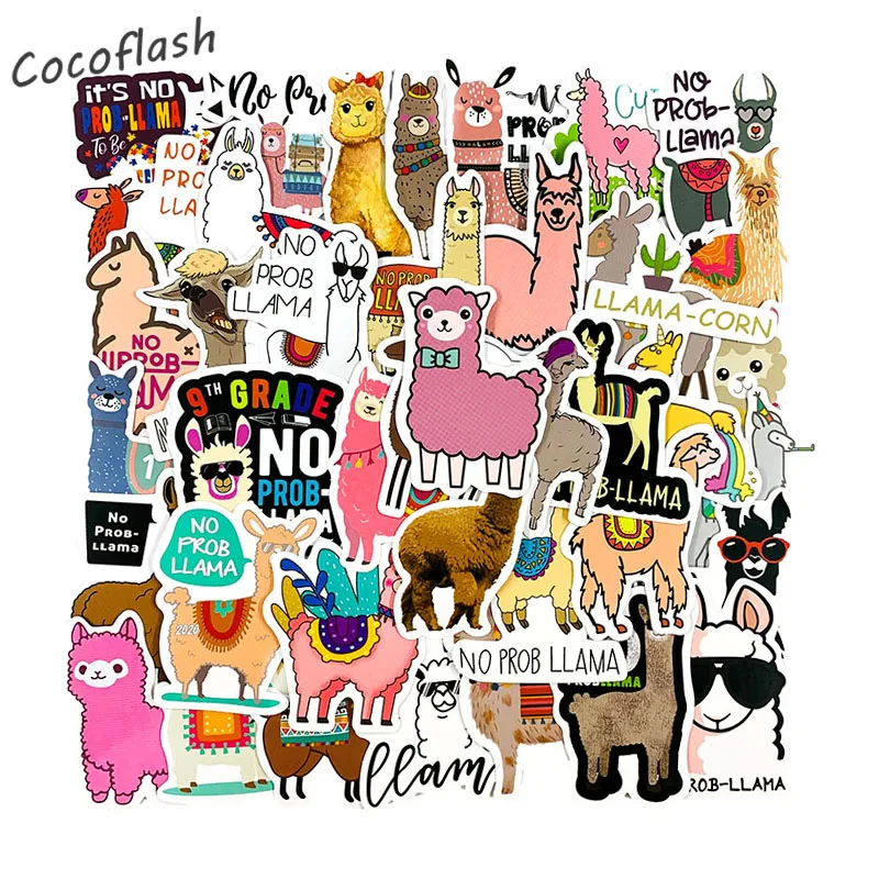10/50Pcs/set Cartoon Animal Stickers Alpaca Waterproof Stickers For Laptop Luggage Motorcycle Phone Skateboard Children