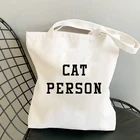 Сумка с принтом кошки и букв, Симпатичные сумки на плечо, новая женская сумка для покупок в стиле Харадзюку, Холщовая Сумка для покупок, многоразовая сумка для покупок
