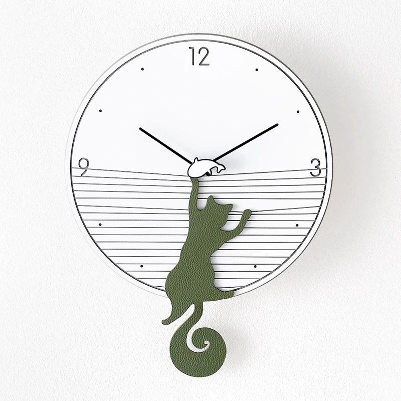 

Cute Cartoon Wall Clock Mechanism Cat Creative Silent Wooden Modern Design Wall Clock Kids Room Duvar Saati Living Room DE50WC