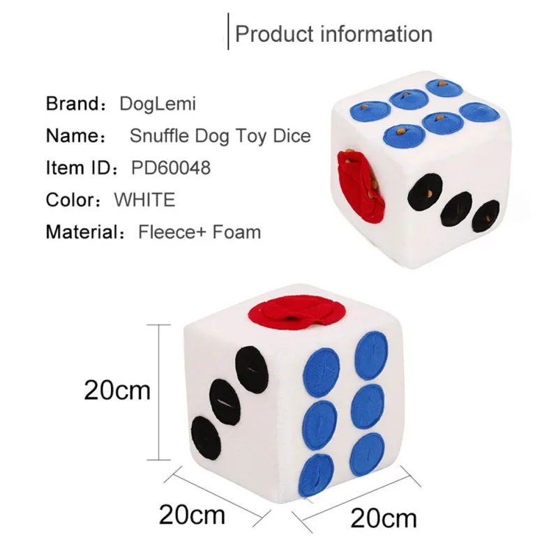 

Dog Educational Hidden Food Toy Plush Toys creative dice shape interaction/play training sniffing fleece material soft texture