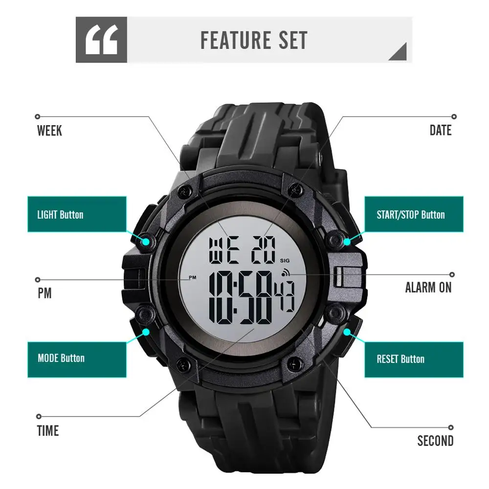 

SKMEI Men's Digital Watches Luminous Waterproof Sport Shockproof Alarm Clocks Male Electronic Wrist Watch 2020 reloj hombre 1545
