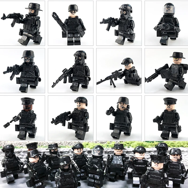 12 шт. SWAT военные оружие спецназ команда строительные блоки кирпичи фигурки