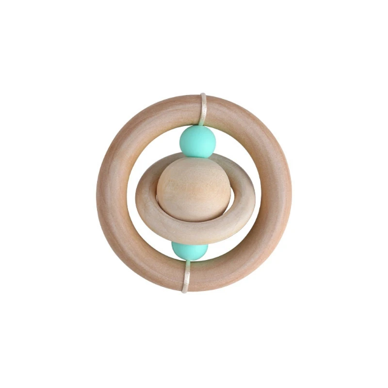 

Baby Teether 1pc Silicone Beads Rattle Teething Ring Kids Christmas Toys Gifts 24BE