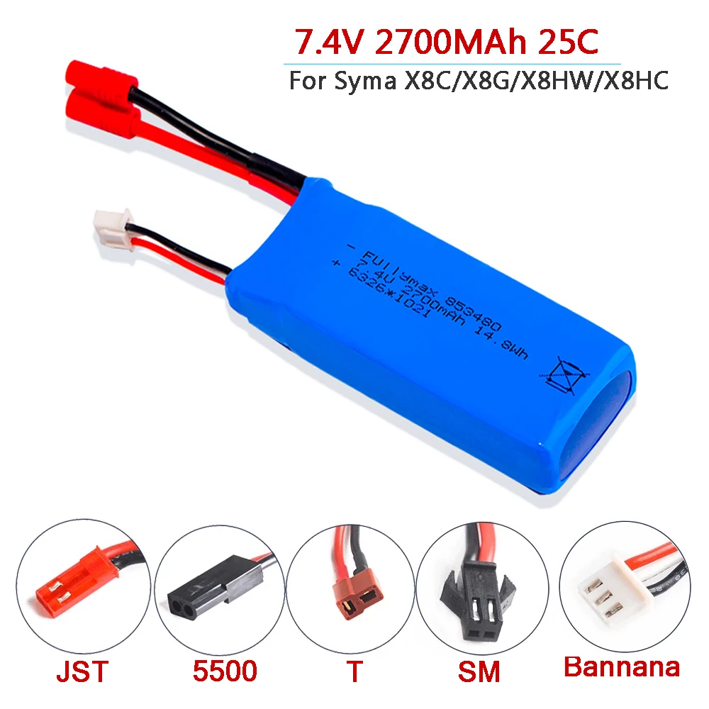 Обновленный RC 7 4 v 2700mAh 25c Литий-полимерный аккумулятор 2S T/XT60/JST разъем с защитой от