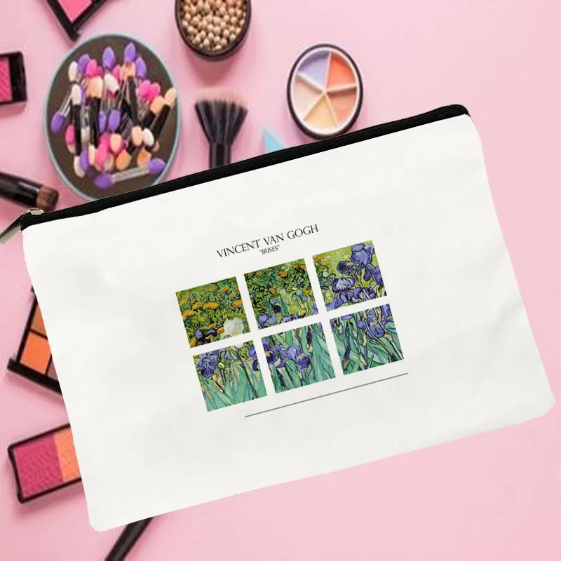 

Women Irises by Van Gogh Printed Make up bag Fashion Women Cosmetics Organizer Bag for Travel Colorful Storage Bag for Lady Bag