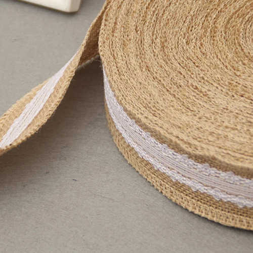 2 м Винтаж с кружевной каймой в декорированном мешковиной горшке ленты