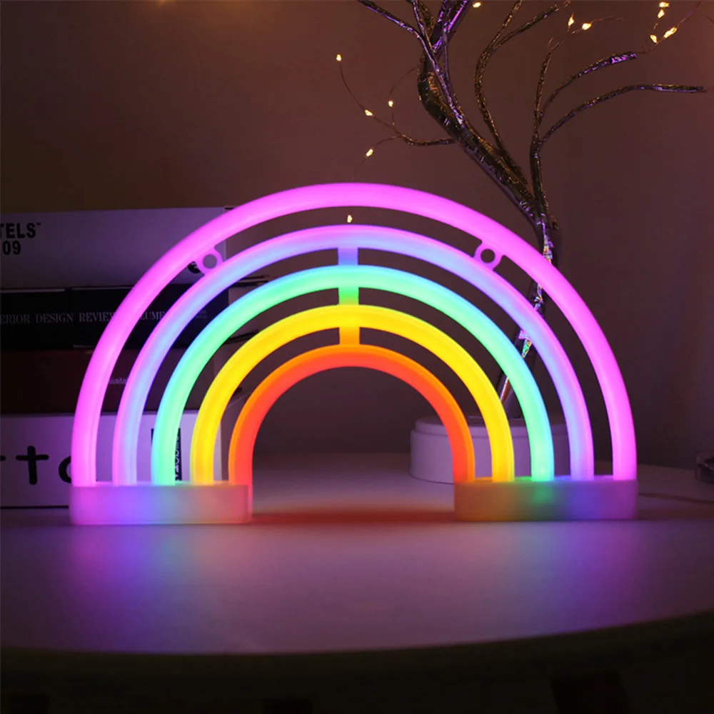 

LED Rainbow Light Neon Sign Night Light Wall Hanging Rainbow Neon Light For Home Decoration LED Rainbow Lamp Christmas Decor