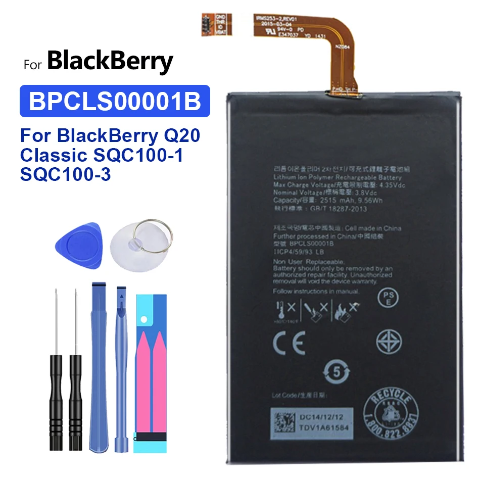 

Battery BPCLS00001B 2515mah For BlackBerry Q20 Q 20 Classic SQC100-1 SQC100-3 Bateria