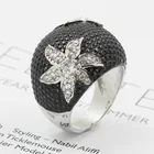 Горячая Распродажа, пятиконечная звезда, черное микро-инкрустированное цирконием, увеличенное женское Ювелирное кольцо, оптовая продажа