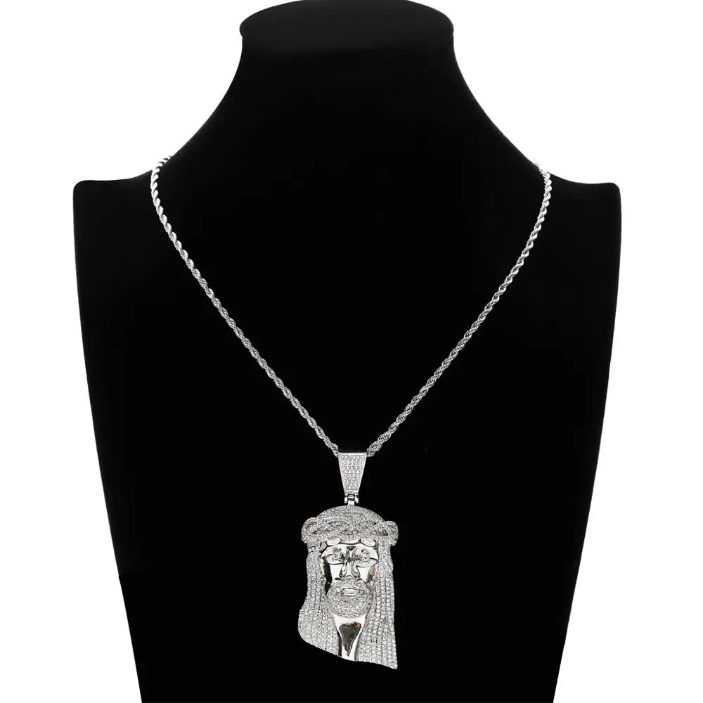 Iced Out Jesus Corolla Big Pendant Mens Hip Hop Necklace With Chain Fashion CZ Stone Necklace For Man Women Gift