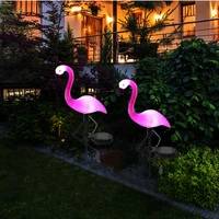 solar powered led garden light pink flamingo lawn lamp outdoor garden waterproof decoration lighting yard pathway floor lights