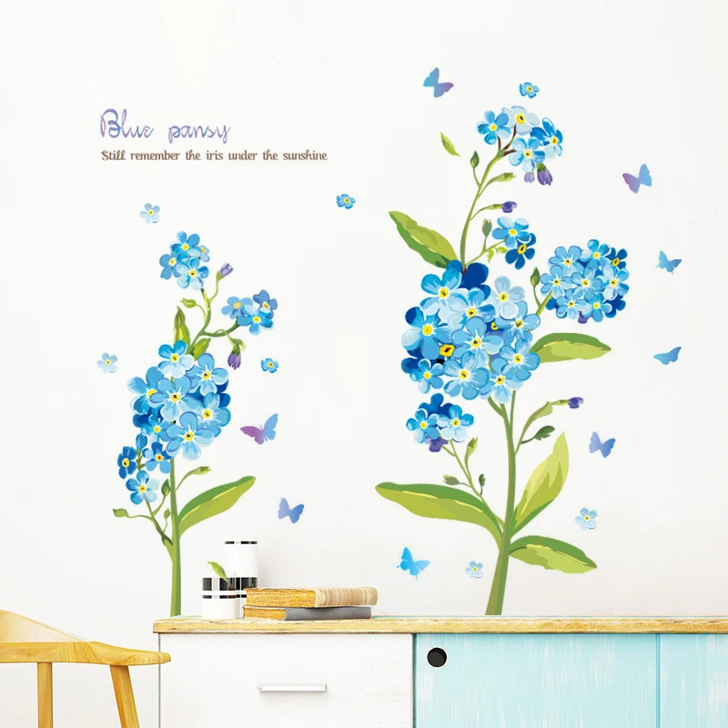 

Wall stickers self-adhesive hydrangea flower living room decoration TV background wall decor bedroom decor home warm stickers