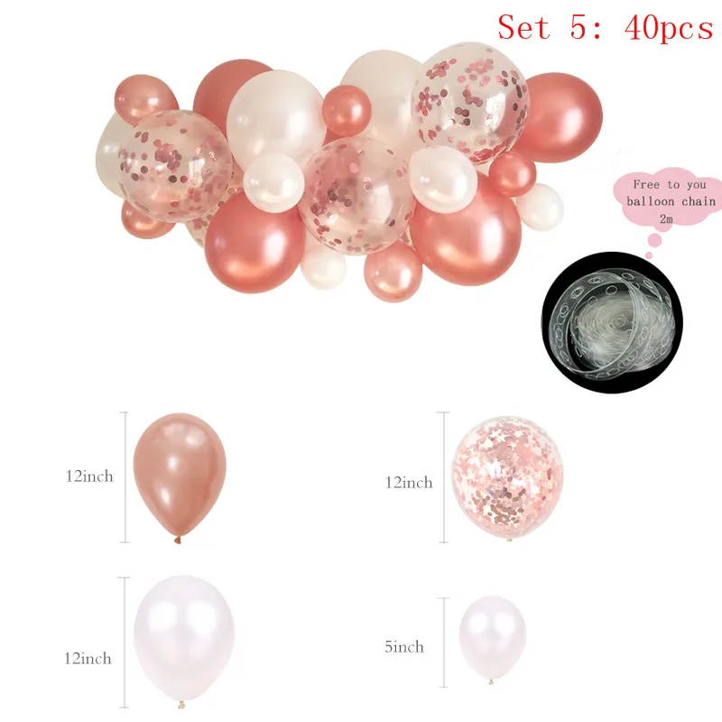 40pcs Set 5 40 шт. DIY шар гирлянда персиковый розовый Макарон Золотой Металл конфетти воздушные шары-гирлянды свадьба помолвка день рождения детский душ Декор - Цвет: 40pcs Set 5